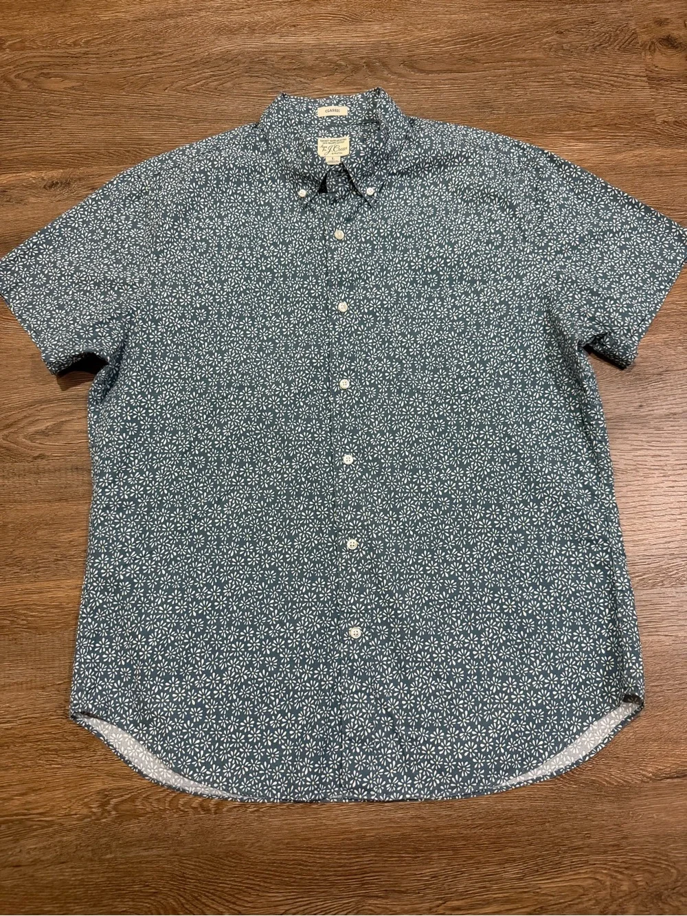 J. Crew Secret Wash Floral Print Shirt Organic Cotton Stretch Men’s Large